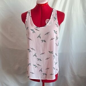 MM146 Primark Pink Relaxed Tank Top with Bird Print